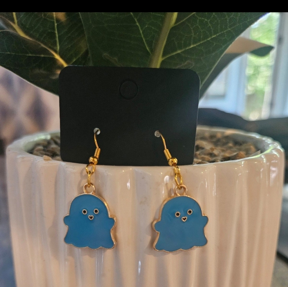 Cute Blue Ghost Earrings